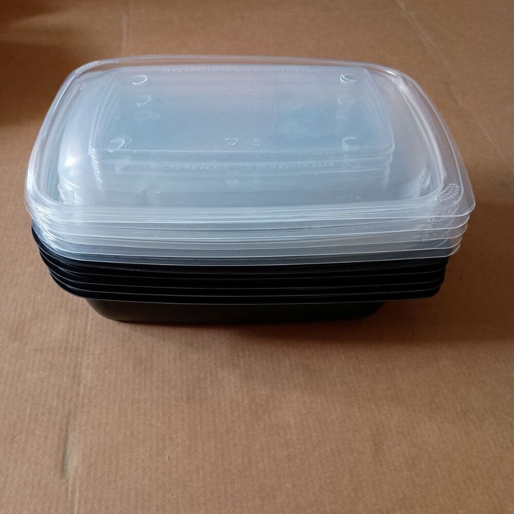 reusable meal prep plastic food storage containers 10 rectangular trays w/ lids